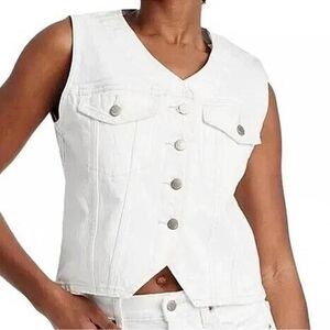 Universal Thread White Denim Vest Womens 2X NWT Button Front Plus Size